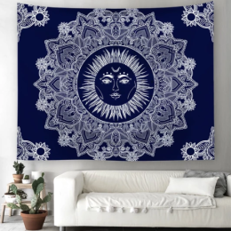 Blue Traditional Sun God Tapestry