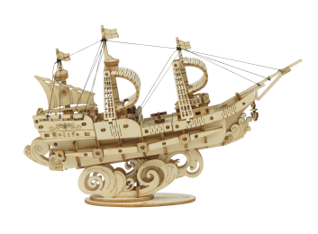 Robotime New 4 Kinds DIY Vintage Sailing Ship 3D Wooden Puzzle Game Assembly Boat Toy Gift for Children Teens Adult TG (sku: TG305 Sailing ship)